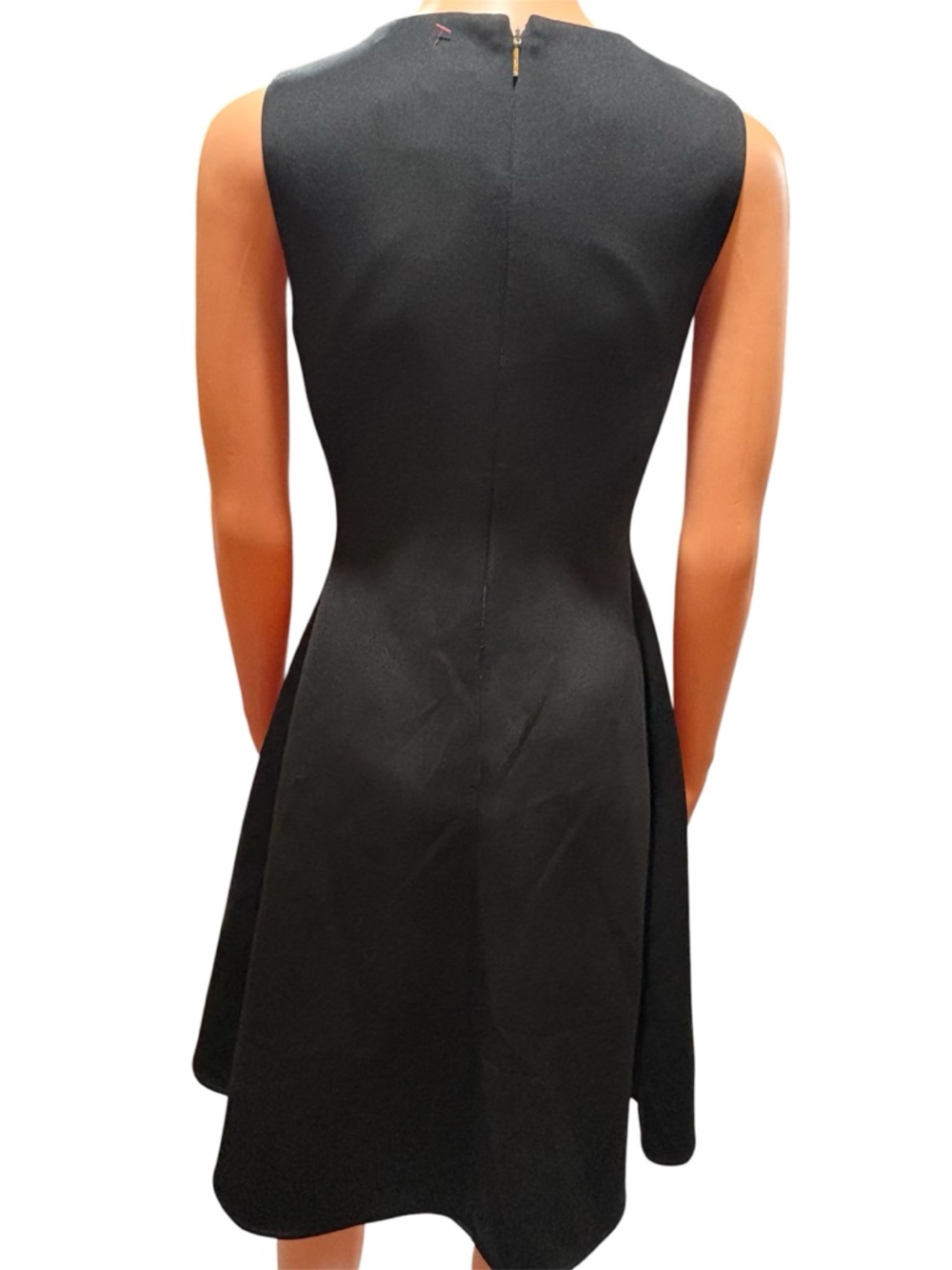 DKNY Black Sleeveless Fit-and-Flare Dress with Necklace Detail - Picture 6 of 6